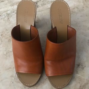 J.Crew brown leather mules